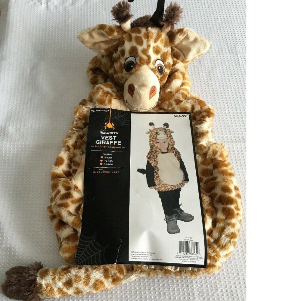Baby Plush GIRAFFE Hooded Vest Halloween Costume Size 6/12  18/24 months NWT